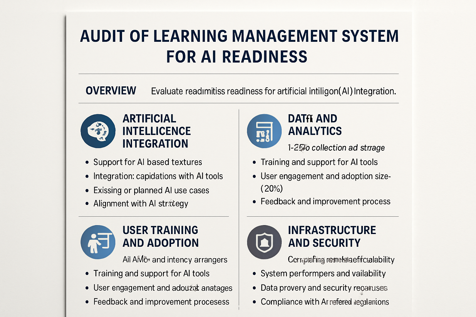 Audit of learning management system for AI readiness