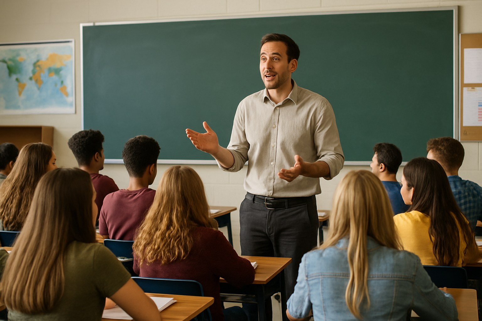 Teacher in front of students in a classroom